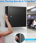 100 Key Lock Box With Anti Theft Safe Cabinet Beefy Steel Build Key Tags Wall Mount Key Organizer mounted on indoor wall