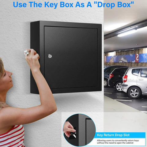 100 Key Lock Box With Anti Theft Safe Cabinet Beefy Steel Build Key Tags Wall Mount Key Organizer mounted on indoor wall