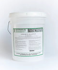 Heavy Duty Satin Concrete Sealer 5 Gallon container with detailed label for outdoor use, water and stain repellent.