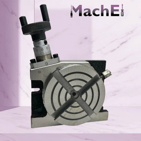 Low Profile 3 Inch Rotary Table For Milling Machines With Horizontal And Vertical Precision Indexing, 80 mm Diameter, 36 To 1 Gear Ratio, Four Slot Table, Compact Milling Accessory For Small To Medium Jobs, Slick Durable Build