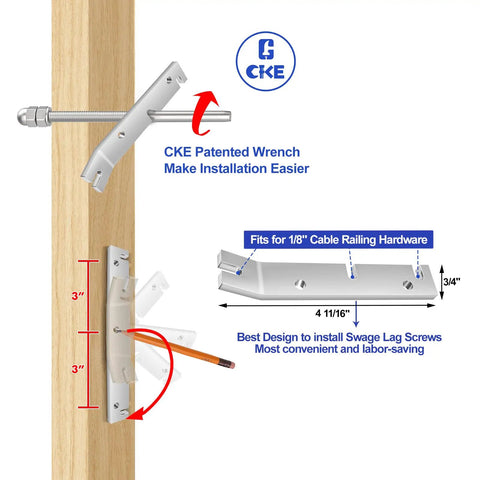 Diagram of 50 Pack Cable Railing Kit with Swage Threaded Stud Tension End Fittings for 1/8 inch cable deck railing installation