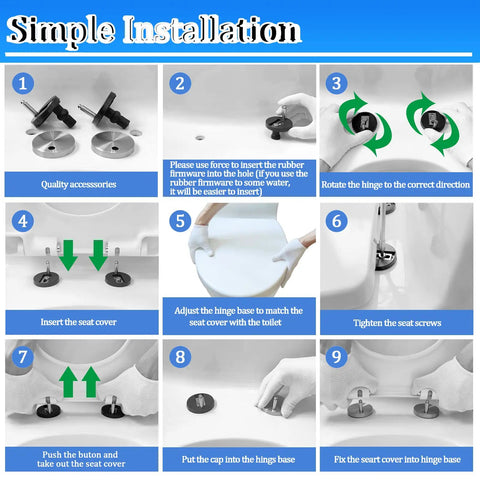 Installation guide for Elongated Toilet Seat Slow Close White Built To Last Heavy Duty With Non Slip Bumpers Easy To Install