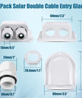 Two Pack Solar Cable Entry Gland Weatherproof Dual Cable Entry Kit For 3mm2 To 10mm2 Wiring In RVs Caravans Marine Boats And Cabins White Includes Screws And Rubber Seals No Fuss Mount Kit For Easy Mounting image showing dimensions and components