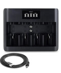 Smart 5 Bay Universal Battery Charger With LCD Display, USB-C And Micro USB Input, Powers AA, AAA, C, D And 9V NiMH NiCd Rechargeables