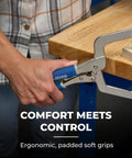 Heavy Duty Three Inch Face Clamp For Woodworking gripping wood with ergonomic handle for comfortable scrap holding.