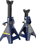 Beefy 3 Ton Double Locking Steel Jack Stands 2 Pack For Vehicle Lifts, Heavy Duty Support, Adjustable Height From 11 1/4 In To 16 3/4 In, Blue Finish, AT43002AU