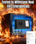 Home Fireproof Safe With Alarm System For 1700 F Protection Up To 35 Minutes, Wall Mounted Money Safe With keypad in fire test