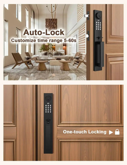 Heavy Duty Matte Black Smart Door Handleset Equipped With A Responsive Digital Keypad Reliable Auto Locking Deadbolt Direct Smartphone App Sync No Sweat Quick Install Fully Reversible Configuration For Modern Residence Front Doors