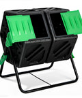 Hexagon Dual Chamber Compost Tumbler Workhorse With 34.5 Gallons, Two Rotating Chambers And Sliding Doors For Easy Bulk Loading