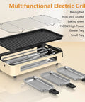 Smokeless Electric Indoor Grill 1500W 2 In 1 with Nonstick Removable Grill and Griddle Plate Temperature Control design components