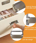 Pocket Door And Drawer Handles Set Flush Pull Ring Handles Zinc Alloy Concealed Furniture Pulls with Screws in use on a drawer.