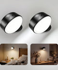 Battery Operated Wall Sconce 2 Pack, Rechargeable Wall Lights for Bedroom in black, showcasing stylish design and versatile use.