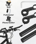 Two Pack Aluminum Bicycle Handlebar Extenders Brackets For Extra Mount Space On Most Bikes with accessories shown