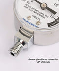 Close-up of Stainless Steel Pressure Cooker Gauge For Canner And Steam Pressure Gauge, 2 Inch Dial, Lower Mount connection