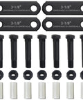 Heavy Duty Trailer Shackle Kit For Double Eye Leaf Spring, Four Three And One Eighth Inch Shackle Straps, Seven Nylon Bushings Nine Sixteenth Inch ID, Seven Shackle Bolts Nine Sixteenth Inch Long, Seven Self Locking Nuts Nine Sixteenth Inch, Fits