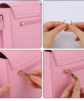 16 Piece Zipper Pull Replacement Set With Four Color Detachable Pullers For Luggage installed on pink bag.