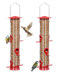 2 Pack Outdoor Bird Feeders with 6 Feeding Ports Heavy Duty Tube Clear Weatherproof and Water Resistant Squirrel Deterrent