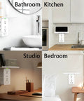 Wall Mounted Power Strip With Shelf For Easy Access 8 AC Outlets And 2 USB Ports Type C And Type A Total 5V 3.4A Output in different rooms