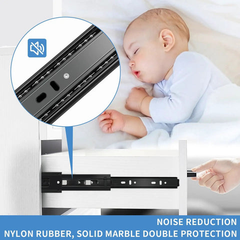 16 Inch Drawer Slides Set For Easy Upgrades, 6 Pairs Full Extension Ball Bearing Rails, noise reduction feature with baby sleeping