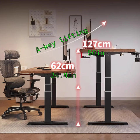 Top Notch Adjustable Standing Desk With Roomy Hidden Storage Drawers And No Sweat Preset Height Adjustments Featuring Built In Headphone Hook And Clean Natural Wood Finish For Solid Home Office Workstations, showcasing height adjustments.