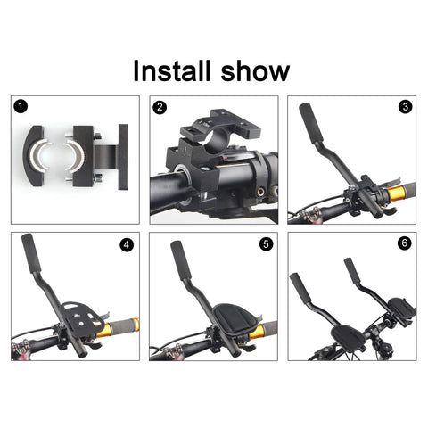 Installation steps for Clip On Aero Bar For Road And Mountain Bikes Aluminum Alloy TT Handlebar Armrest With Grip Friendly Grips.