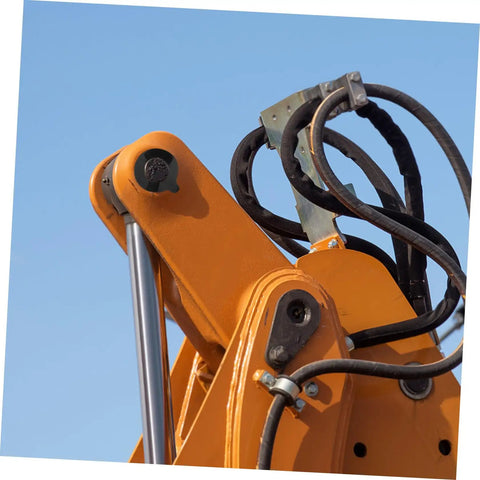 Top view of excavator arm showing Bulletproof Pair Of Round Rubber Gasket Shim For Excavator Arm No Shake Shock Absorption Pad.