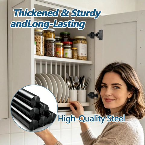 Woman using 4 Pack Frameless Soft Close Cabinet Hinges With 110 Degree 3D Adjustable Concealed European Design on kitchen cabinet