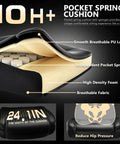 Pocket spring cushion of 600Lbs Big And Tall Heavy Duty Office Chair with PU leather, independent springs, and high-density foam
