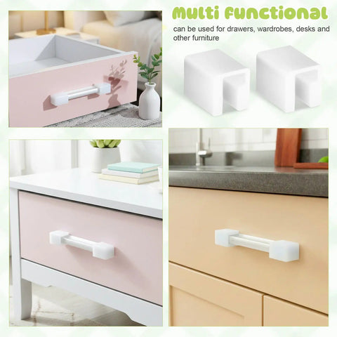 Eight Pack Silicone F Shape Corner Protectors for furniture and wardrobes installed on drawers and edges for child safety