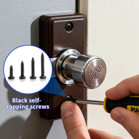 Close-up of 1300 Pcs Wood Screws Assortment Kit M2 M2.5 M3 self-tapping Phillips pan head screws used in door knob installation