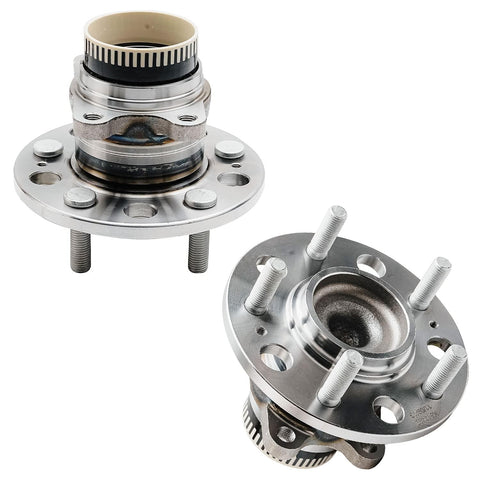 Front Steering Knuckles And Wheel Hub Bearings Kit For 2011 Hyundai Sonata 2.4L With Sport Suspension FWD Replacement Includes Two Front Knuckles And Two Rear Hubs And Bearings kit shows two wheel hubs with bearings.