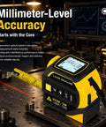 Badass 4 In 1 Laser Tape Measure With 328 Ft Range And 16 Ft Self Locking Blade Featuring Dual Axis Level And Cross Line Projection on workbench