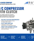 Remanufactured Air Conditioning Compressor With Clutch Hassle Free Swap Keeps The Cabin Crisp Crush Summer Heat Heavy Duty Auto Cooling System Solid Performer Tested Leak Free GG561 Cross Reference Replacement side view showing clutch and connections.