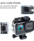 GoPro Hero Waterproof Case With Floating Hand Grip 196ft Depth Rated Underwater Housing For Hero 9 10 11 12 13 Black Dual Cold Shoe Mounts
