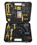 Knockout Cordless Drill And Electric Screwdriver Set With Brushless Motor adjustable torque in tool case with various tools.