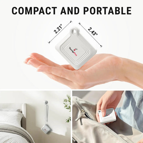 Bluetooth Thermometer Hygrometer With 260 Foot Range Easy App Pairing Wireless Temperature And Humidity Monitor For Home Office Or Garage Battery Powered Real Time Alerts Compatible With iPhone And Android, compact 2.21 x 2.43 in