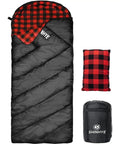 0 Degree Four Season Sleeping Bag For Adults With Cotton Flannel Cozy XXL Big And Tall Camping Sleeping Bag With Compression Sack Black 90 X 35 Inch Right Zip For Cold Weather Winter Outdoor Use