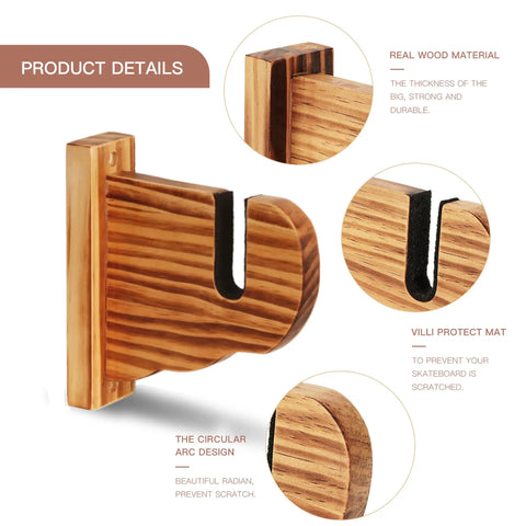 Retro Acrylic Skateboard Wall Mount And Snowboard Display Rack For Fresh Setup Deck Stash And Longboard Cruiser Storage With Skater Grade Wall Hanger System, real wood detail showing protective mat