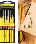 Woodworking Drive Punch Kit With Six Sizes Of Cone And Center Punches Rust Resistant Steel For Precise Drilling And Marking