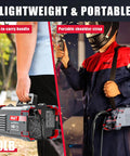 140 Amp MIG Welder Workhorse With Flux Core Gasless MIG MMA Stick Lift TIG 3 In 1 Portable 110V Inverter being carried