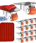 Self Adhesive Caster Wheels 0.75 Inch Oval Plate 360 Degree Swivel Nano Adhesive Bond Steel Plate 30 Lb Load Per Caster Easy Install Pack Of 16