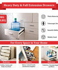 Kick to Open Drawer Slides 10-24 Inch Black Full Extension Side Mount Handleless Foot Tap Open Runners, 30 kg drawer open