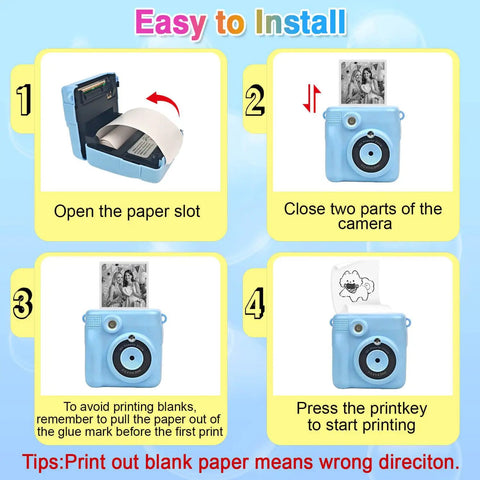 18 Rolls Kids Camera Paper Roll Refill BPA Free Safe Durable Paper For Mini Instant Print Cameras Perfect For Kids Snap And Print Cool Photos With Most Instant Cameras. Easy install guide