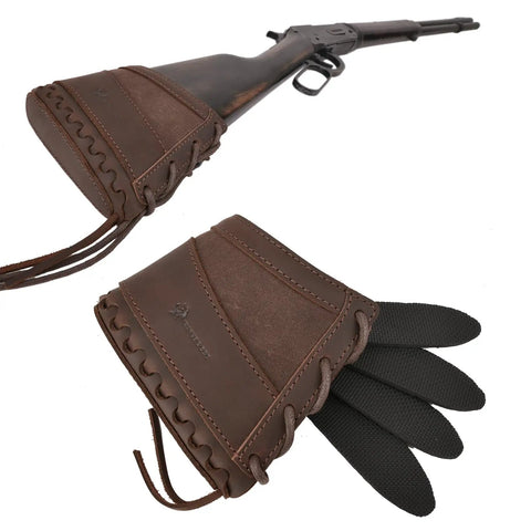 Beefy Leather Slip On Recoil Pad For Rifles And Shotguns Non Slip Buttstock Extension with Neoprene and Wax Canvas