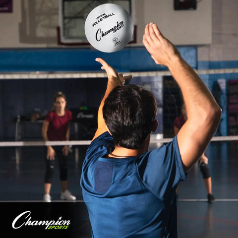 Player serving Rubber Volleyball Official Size For Indoor And Outdoor Play Durable Regulation Ball For Beginners To Pros Perfect For Recreational And Competitive Pick Up Games Premium White VR4 Set