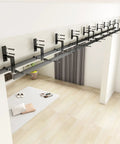 Premium Clear Tempered Glass Bypass Barn Doors 144 By 96 Inches With Heavy Duty 12 Foot Double Track Hardware Kit mounted track system.
