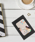 Black Window Envelopes Set 30 Pack Small Size For Business Cards Photos And Invitations showing birthday photo through window