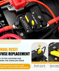 Slick 60 Amp Marine Circuit Breaker Replacement installed with wiring showing manual reset features for safety on 12-48V systems.