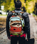 Man wearing Cheerful Meadow Raccoon Print Unisex Daypack With Large Capacity For School And Travel Durable Polyester Backpack