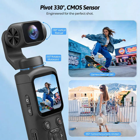 4K Vlogging Camera For YouTube And Social Media Ultra Portable 75MP Pocket Digital Camera With 330 Degree Rotating Gimbal Lens